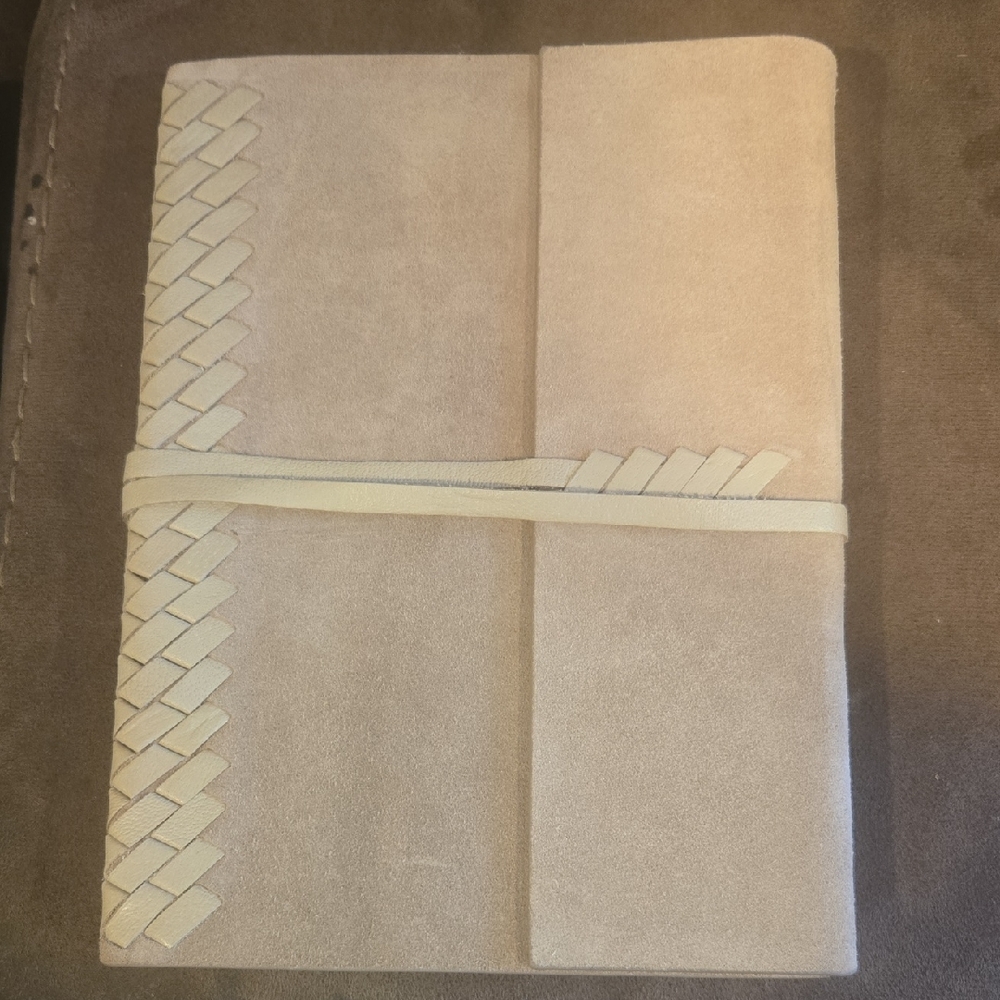 Beige Suede Journal with Braided Strap